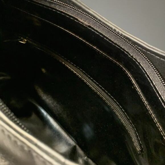 Sergio Gutierrez SG Liquid Metal Black Leather Tote Bag Italy Silver Mesh Chic - Picture 8 of 13